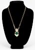 25ct Green Quartz & Diamond Necklace in 14k YG