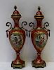 SEVRES. A Signed Pair Of Bronze Mounted Urns.