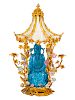 A Louis XV Style Porcelain and Gilt Bronze Pagoda Two-Light Candelabrum
