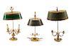 Three Empire Style Bouillotte Lamps