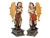 A Pair of Italian Carved and Polychromed Figures of Angels