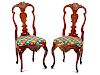 A Pair of Dutch Carved Mahogany Side Chairs 
