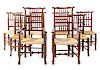 An Assembled Set of Eight English Spindle-Back Dining Chairs