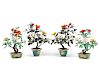 Two Pairs of Chinese Export Hardstone and Cloisonné Enameled Trees