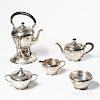 Karl F. Leinonen Arts and Crafts Sterling Silver Tea and Coffee Service