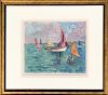 Hortense Ferne Oil on Paper "Rainbow Fleet-Nantucket"