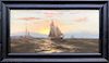George Howell Gay Oil on Canvas "Schooners at Sunset"
