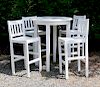 Four Weatherend White Epoxy Painted High Top Chairs and High Top Table