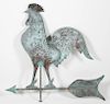 Large Green Patina Copper Rooster Weathervane