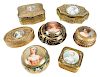 Seven Gilt Jeweled Ring and Pill Boxes