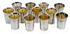 Set of 12 Continental Silver Vodka Cups