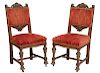 Pair Renaissance Style Carved Oak Side Chairs