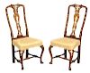 Pair Dutch Queen Anne Ivory Inlaid Side Chairs