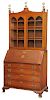 Fine New England Federal Inlaid Bookcase on Desk