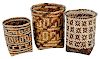 Three Cherokee Double Weave Miniature Baskets