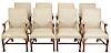Set Eight Baker Chippendale Style Arm Chairs