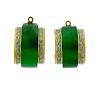 18k Gold Jade Diamond Hoop Earring Pendants Jackets 