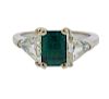 GIA 18K Gold Diamond Green Stone Ring
