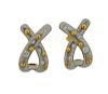 18K Gold Platinum Diamond X Earrings