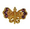 14K Gold Red Stone Butterfly Ring 