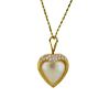 14K Gold Diamond Pearl Heart Pendant Necklace