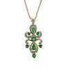 14K Gold Diamond Emerald Pendant Necklace