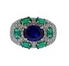 18K Gold Diamond 3.08ct Sapphire Emerald Dome Ring