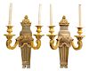 A Pair of Neoclassical Style Gilt Bronze Two-Light Sconces 