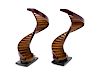 A Pair of Partial Painted Wood Staircase Models