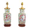 A Pair of Chinese Export Famille Rose Porcelain Jars Mounted as Lamps
