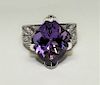 Amethyst & White Sapphire 14K Gold Lady's Ring
