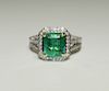 2.46ct Emerald Diamond & Gold Lady's Ring