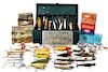 75 Antique Fishing Lure Reel Tackle Box Collection