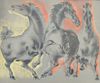 Hans Erni (Swiss, 1909-2015), lithograph of three horses, pencil signed lower right. 17 3/4" x 21 3/4"