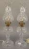 Pair of Waterford crystal table lamps with crystal shades. ht. 22 in.