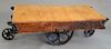 Industrial cart with wheels, circa 1900. ht. 17 in., top: 23 1/2" x 48 1/2"
