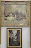 Two framed oil on canvas Bela Nemeth (1880), snow landscape with horse and wagon, signed lower right,16" x 19 3/4", Ethel R Duhan (2...