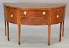 Baker mahogany half round sideboard with line inlay. ht. 37 in., wd. 66 in., dp. 27 1/2 in.