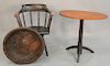 Primitive three piece lot to include swivel captains chair (circa 1840), an oval stand (ht. 28 1/2 in., top: 18" x 30 1/2"), and a r...