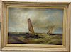 Matt Thomas (20th century), contemporary oil on canvas, Rough Seas, signed lower right Matt Thomas, sight size 24" x 36"