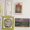 Group of eleven framed pieces to include lt Von Borstel oil on canvas, abstract oil, signed illegibly, abstraction watercolor signed...