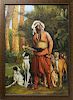 "Native Figure with Dogs" Oil on Canvas