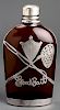 Sterling Silver Overlay American Amber Glass Flask