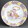 Delft Polychrome Pottery Charger w Cherubs