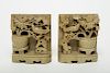 Chinese Carved Soapstone Bookends, Pair
