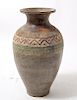 Large Glazed Incised Decoration Pottery Vase / Urn