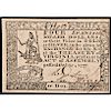 Colonial Currency, VA. October 20, 1777 Four Dollars Choice Crisp Uncirculated