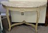Pair of Louis XV style console tables with marble tops. ht. 30 1/2 in., wd. 47 in., dp. 15 3/4 in