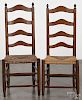 Pair of Delaware Valley ladderback side chairs, early 19th c.