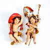 SET OF 2 ANRI WOODEN ANGELS WITH HATS